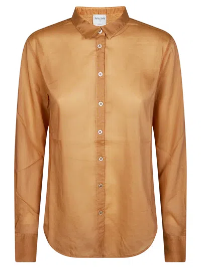 Forte Forte Brown Cotton Silk Voile Regular Rounded Shirt In Orange