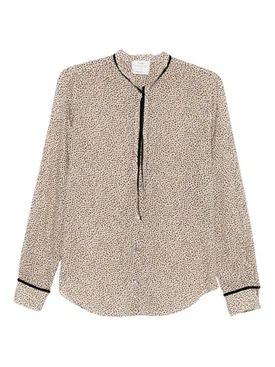 Forte Forte Brown Polka Dot Print 'my Shirt' Shirt With Knotted Collar