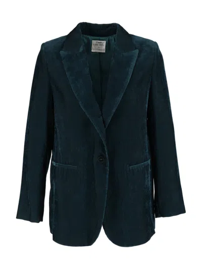 Forte Forte Brown Velvet Striped Blazer In Green