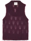 Forte Forte Brushed Mohair Lace Vest In Rich Bordeaux In Multi