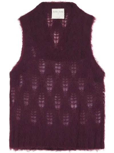 Forte Forte Brushed Mohair Lace Vest In Rich Bordeaux In Multi