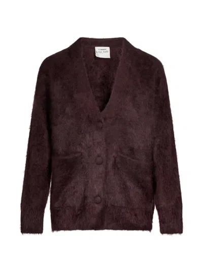 Forte Forte Brushed-finish V-neck Cardigan In Brown