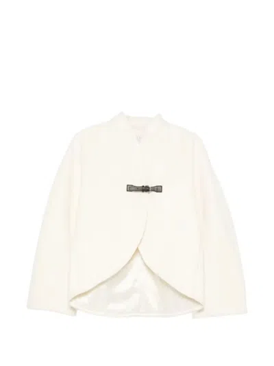 Forte Forte Buckle-fastening Curved-hem Oversized Jacket In White