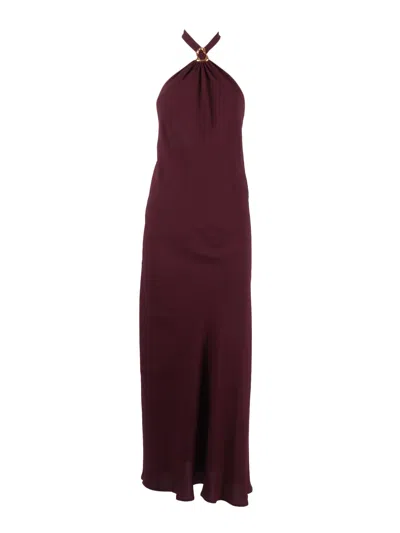 Forte Forte Burgundy Crepe Halter Midi Dress In Purple