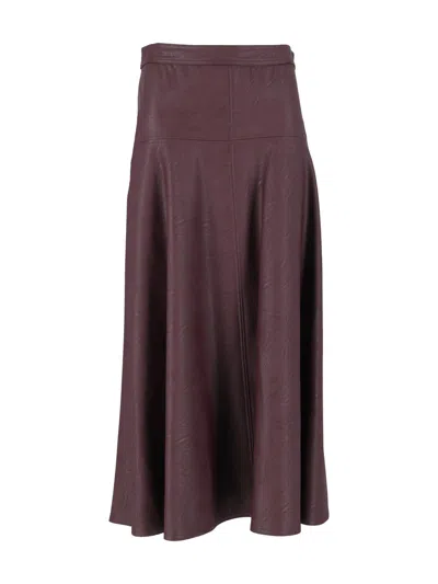 Forte Forte Burgundy Eco-leather Flared Midi Skirt In Green