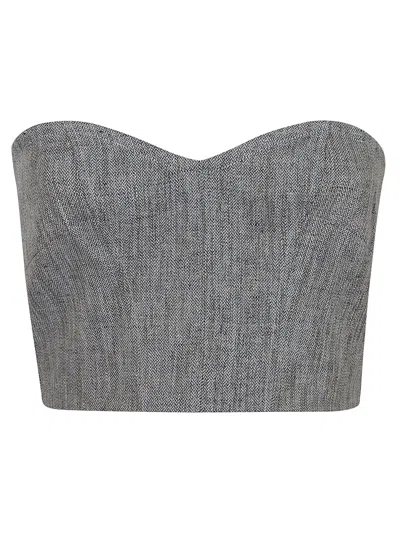 Forte Forte Bustier Microresca Lino Lurex In Grey