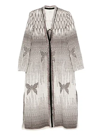 Forte Forte Butterfly-pattern Textured Coat In Black