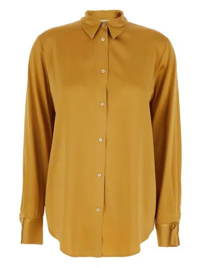 Forte Forte Button-down Silk Shirt In Orange
