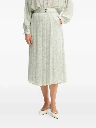 Forte Forte Button Pleated Midi Skirt In White