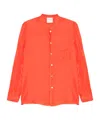 Forte Forte Habotai Orange Shirt With Mandarin Collar And Chest Pocket In Silk Woman In Orange
