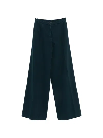 Forte Forte Cotton Trousers Wide Leg Elasticated Waist In Black