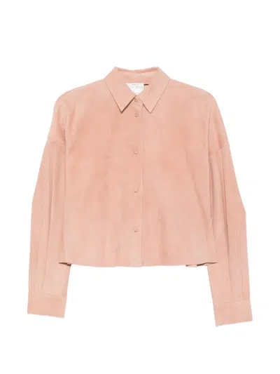Forte Forte Suede Alba Leather Shirt In Pink