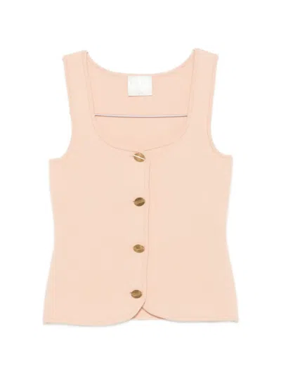 Forte Forte Button-up Knitted Vest In Neutral