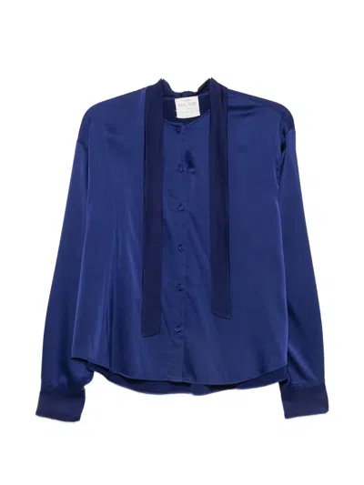 Forte Forte Silk Bow-tie Shirt In Blue