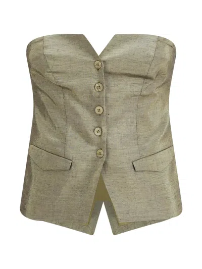 Forte Forte Button-up Strapless Waistcoat In Green