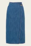 Forte Forte Calvary Cotton Denim Wrap Skirt In Delavé