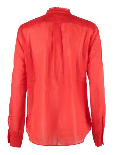 Forte Forte Camicia Serafino Voile Co/se Dettagli Pizzo In Red
