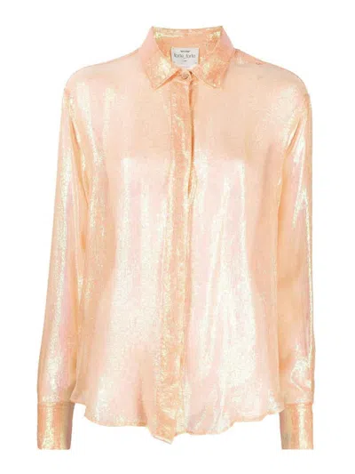 Forte Forte Iridescent Semi-sheer Textured Shirt In Cream