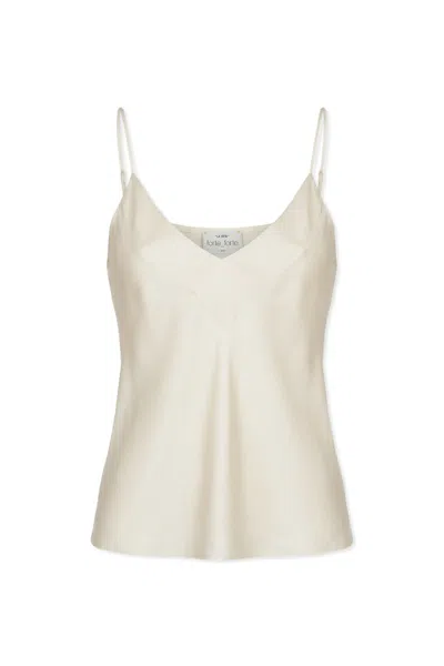 Forte Forte V-neck Silk Top In Neutral
