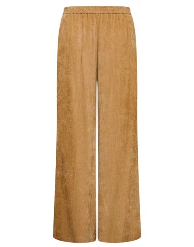 Forte Forte Caramel Matte Velvet Wide-leg Palazzo Pants In Brown