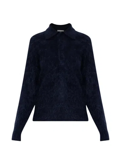 Forte Forte Cashmere Long-sleeve Polo Shirt In Blue