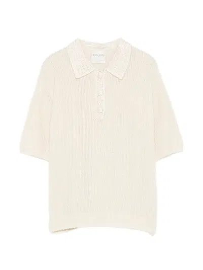 Forte Forte Cashmere Polo Top In Neutral