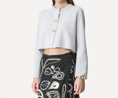 Forte Forte Cashmere Wool Rib Cropped Cardigan In Luna In Gray