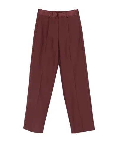 Forte Forte Casual Trousers With Belt Loops In Burgundy