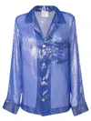 Forte Forte Celeste Lurex Chiffon Shirt In Blue