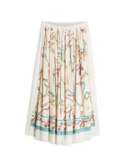 Forte Forte Chain-print Pleated Midi Skirt In White