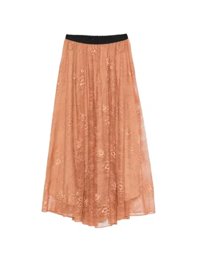 Forte Forte Chantilly Lace-detail Midi Skirt In Multi