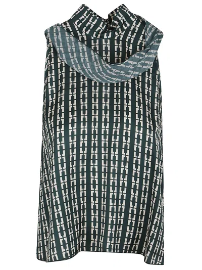 Forte Forte Chaonette Print Ecoviscose Satin Top In Forest