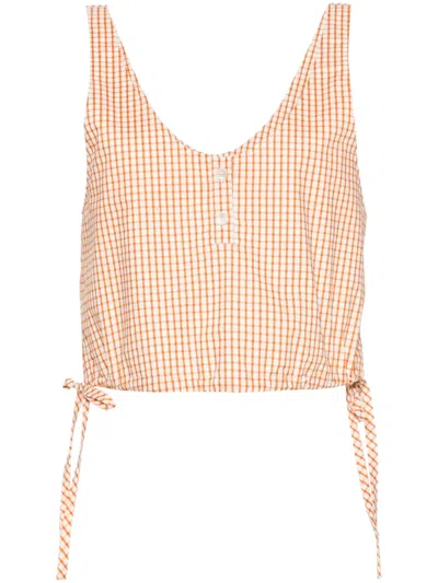 Forte Forte Checked Cropped Top In Orange