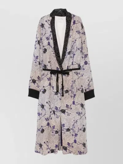 Forte Forte Cherry Blossom Long Robe Shawl Lapels In Neutral