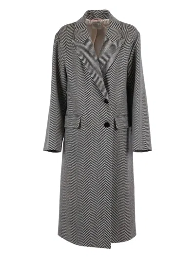 Forte Forte Chevron Wool Coat In Gray