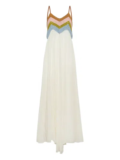 Forte Forte Chevron-crochet Midi Dress In White