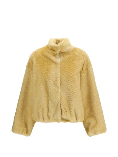 Forte Forte Chevron Faux Fur Jacket In Yellow