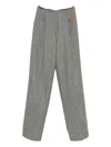 Forte Forte Chevron-motif Straight-leg Trousers In Gray