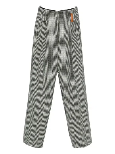 FORTE FORTE CHEVRON-MOTIF STRAIGHT-LEG TROUSERS