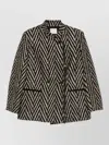 Forte Forte Chevron Pattern Oversized High Neck Jacket In Black