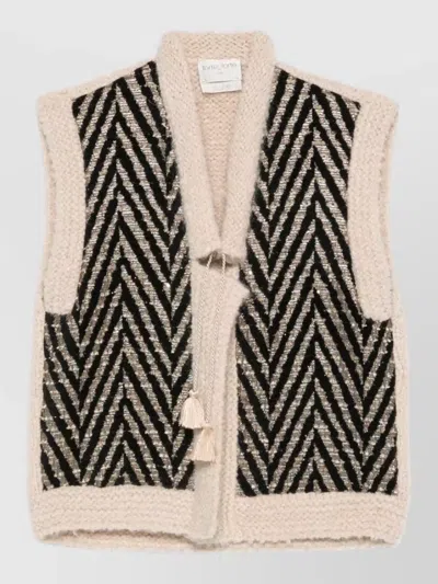 Forte Forte Chevron-pattern Tassel-detail Jacket In Neutral