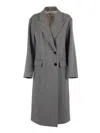 Forte Forte Chevron Pattern Virgin Wool Long Coat In Gray