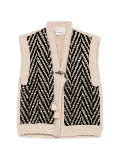 Forte Forte Chevron-pattern Tassel-detail Jacket In Neutral