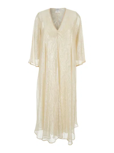 Forte Forte Chic Chiffon Lurex Silk Dress In Grey | ModeSens