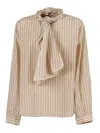 Forte Forte Chic Taffeta Striped Shirt In Brown