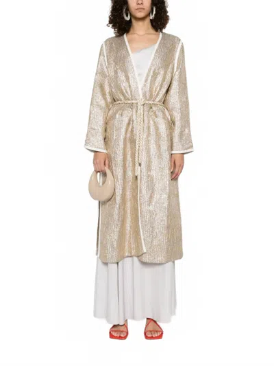 Forte Forte Chic "twinkle" Lurex Jacquard Coat In Gold