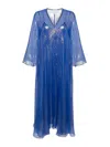 Forte Forte Chiffon Lurex Long Dress In Blue