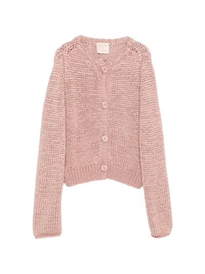 Forte Forte Chunky-knit Button-up Cardigan In Pink