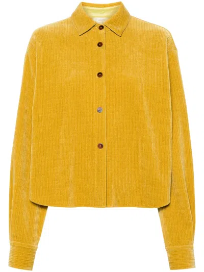 Forte Forte Classic-collar Corduroy Shirt In Yellow