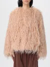 Forte Forte Voluminous Textured Kimono-style Coat In Peachy Beige In Burgundy